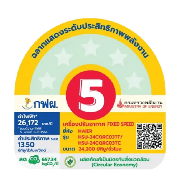 แอร์ไฮเออร์ เครื่องปรับอากาศ Haier รุ่น Utimate Cool ( CQRC ) ขนาด 9200 - 24200 BTU ระบบธรรมดา ( FixedSpeed ) เย็นไกล เย็นเร็วขึ้น ป้องกันการกัดกร่อน ยับยั้งแบคทีเรีย น้ำยา R32 ประหยัดไฟเบอร์ 5 - Image 4