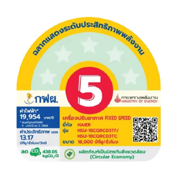 แอร์ไฮเออร์ เครื่องปรับอากาศ Haier รุ่น Utimate Cool ( CQRC ) ขนาด 9200 - 24200 BTU ระบบธรรมดา ( FixedSpeed ) เย็นไกล เย็นเร็วขึ้น ป้องกันการกัดกร่อน ยับยั้งแบคทีเรีย น้ำยา R32 ประหยัดไฟเบอร์ 5 - Image 3