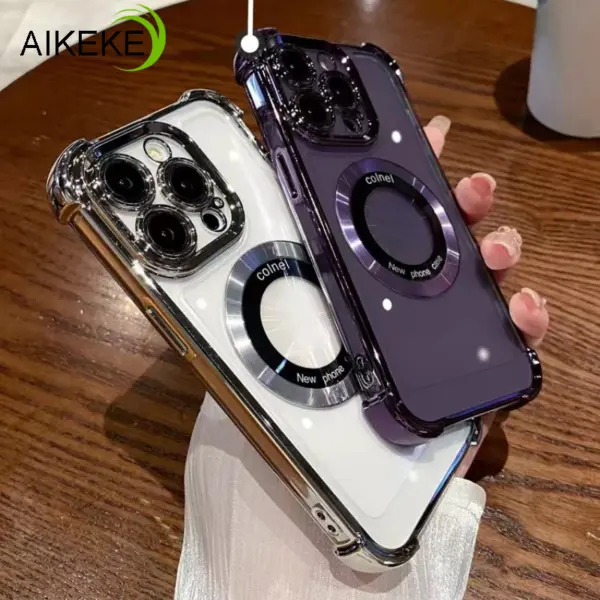 พร้อมถุงลมนิรภัยปลอกสําหรับ Xiaomi Poco C65 C55 C40 M6 M4 M3 X6 F5 Pro 4G 5G Poco M2 X5 F4 F3 เคสโทรศัพท์แม่เหล็กกันกระแทกโปร่งใสชุบนุ่มปกหลัง