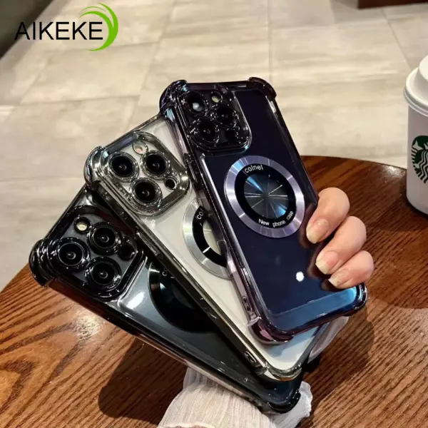 พร้อมถุงลมนิรภัยปลอกสําหรับ Xiaomi Poco C65 C55 C40 M6 M4 M3 X6 F5 Pro 4G 5G Poco M2 X5 F4 F3 เคสโทรศัพท์แม่เหล็กกันกระแทกโปร่งใสชุบนุ่มปกหลัง - Image 3