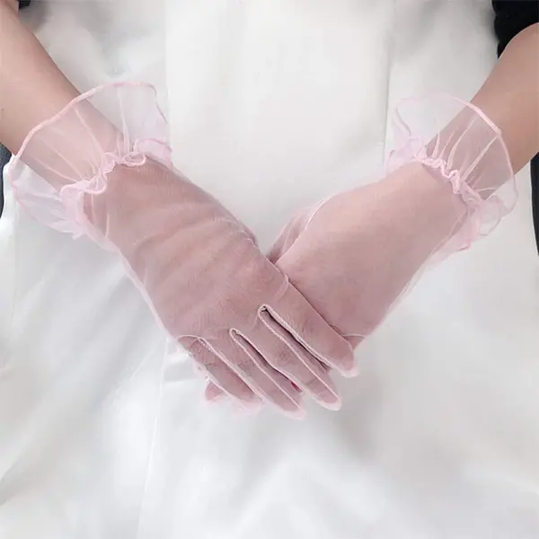 ถุงมือสั้นแบบบาง ถุงมือเจ้าสาว ถุงมือแฟชั่นสำหรับผู้หญิง - Image 5