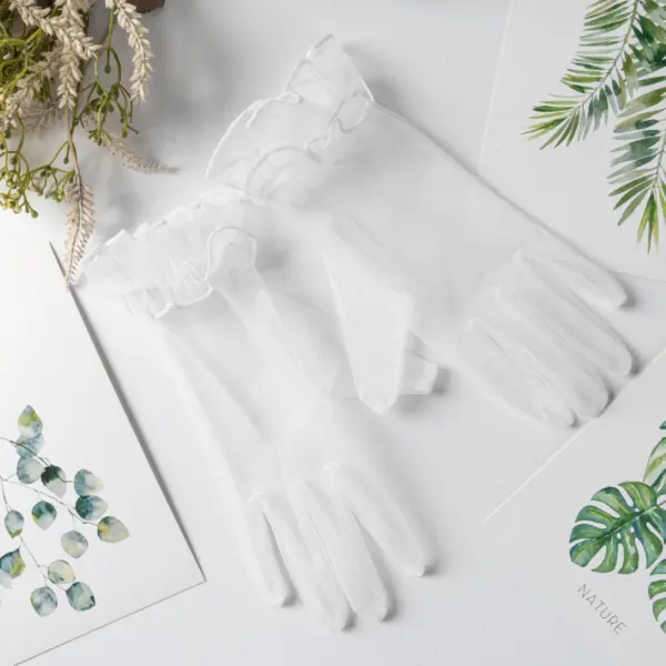 ถุงมือสั้นแบบบาง ถุงมือเจ้าสาว ถุงมือแฟชั่นสำหรับผู้หญิง - Image 6