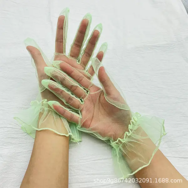 ถุงมือสั้นแบบบาง ถุงมือเจ้าสาว ถุงมือแฟชั่นสำหรับผู้หญิง - Image 2