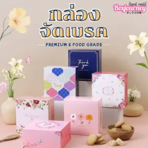 Boxjourney กล่องสแน็คเล็ก พิมพ์ลายสวยงาม 12.7x12.7x6.5 ซม. (20 ชิ้น/แพ็ค) กล่องจัดเบรค กล่องใส่ขนม
